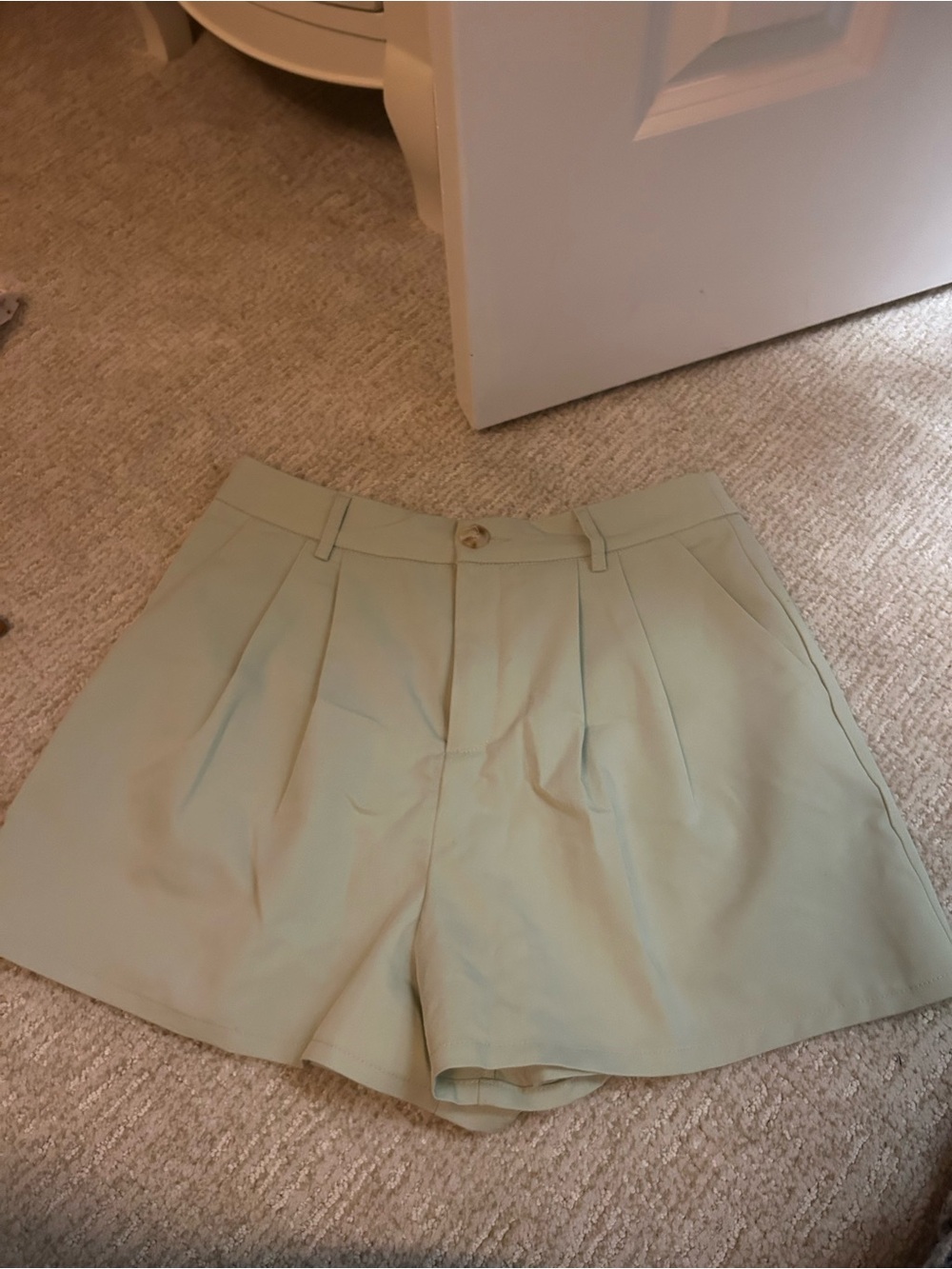 Anthropologie Le Lis Tailored Pleated Shorts in Sage Green